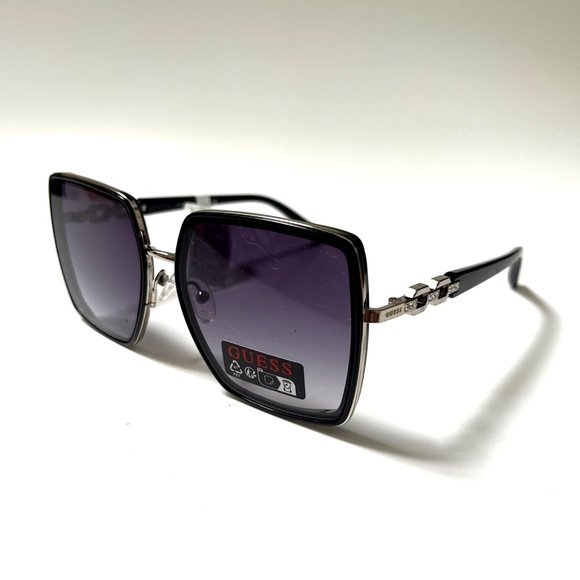 New Original GUESS Oversized Square Sunglasses GO00041 Acetate Black Chain - Picture 1 of 6